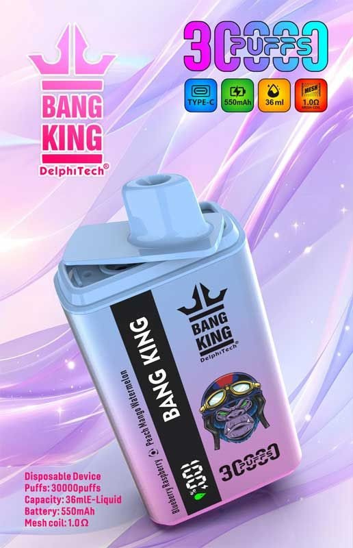 Bang King 30000 30k Puffs 0% 2% 3% 5% Nicotine New Double Taste Disposable Vape