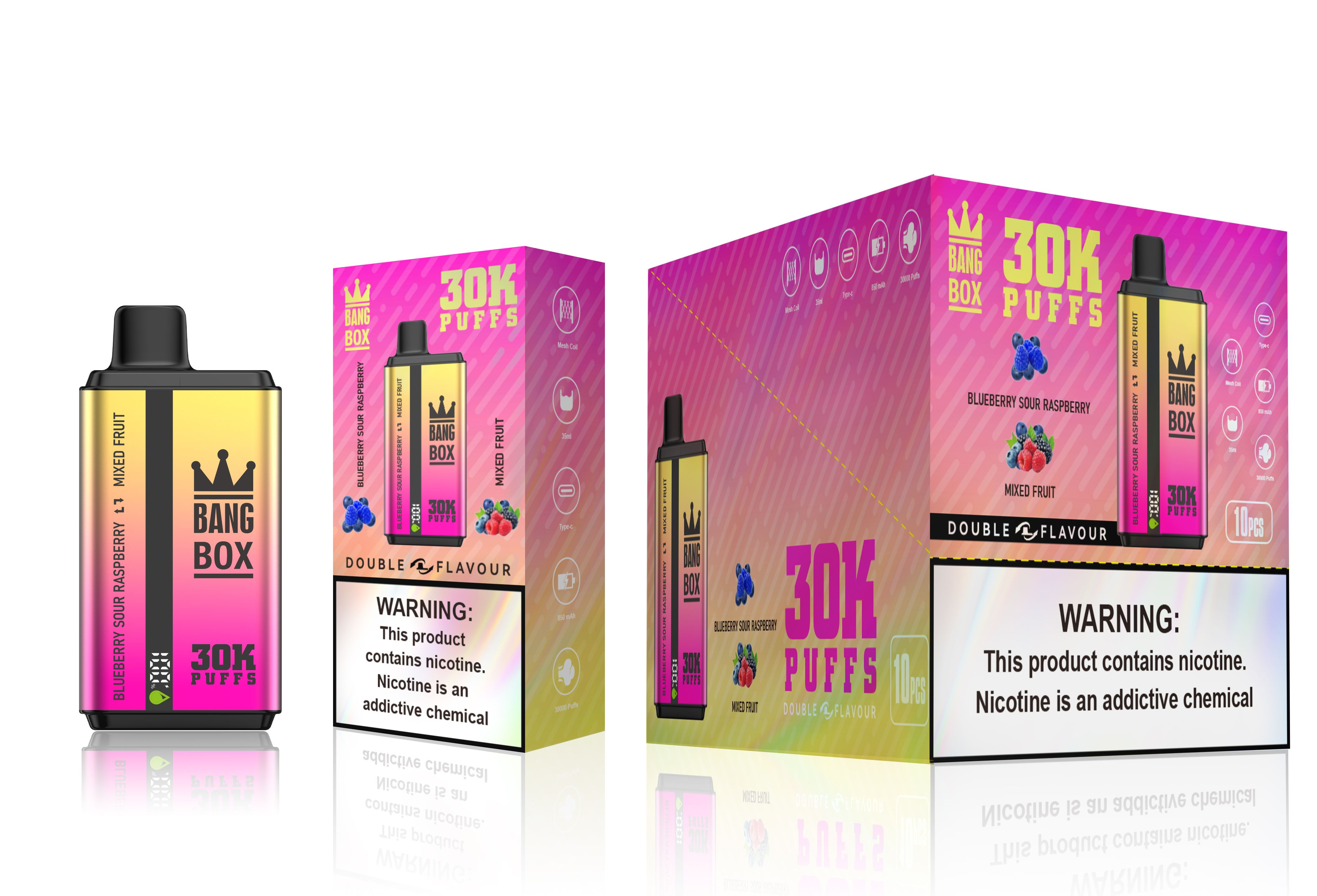 Bang  Box 30000 30k Puffs 0% 2% 3% 5% Nicotine New Double Taste Disposable Vape