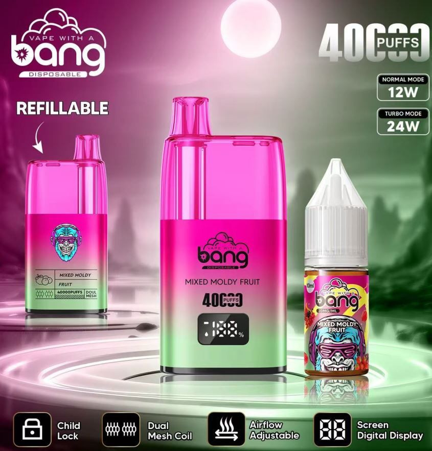 Wholesale Bang 40000 Puffs Digital Display Screen Disposable Vape Electronic Cigarette Refillable Oil Dual Mesh