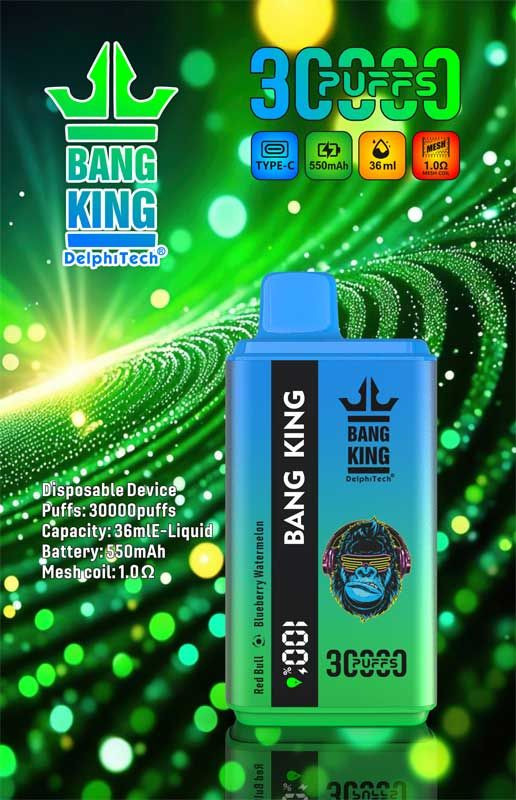 Bang King 30000 30k Puffs 0% 2% 3% 5% Nicotine New Double Taste Disposable Vape