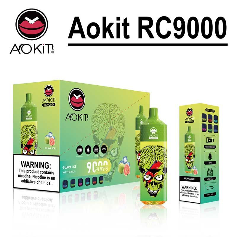 Aokit RC 9000 Puffs RGB Light mesh coil 0%2%3%5% nicotine disposable vape