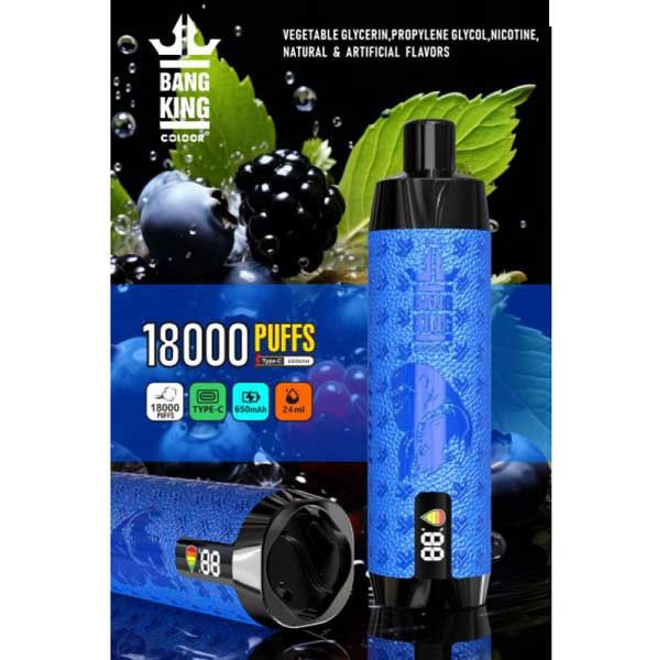 Bang King 18000 Puffs Mesh Coil 0%2%3%5% Nicotine Rechargeable E-cigarette  Disposable Vape